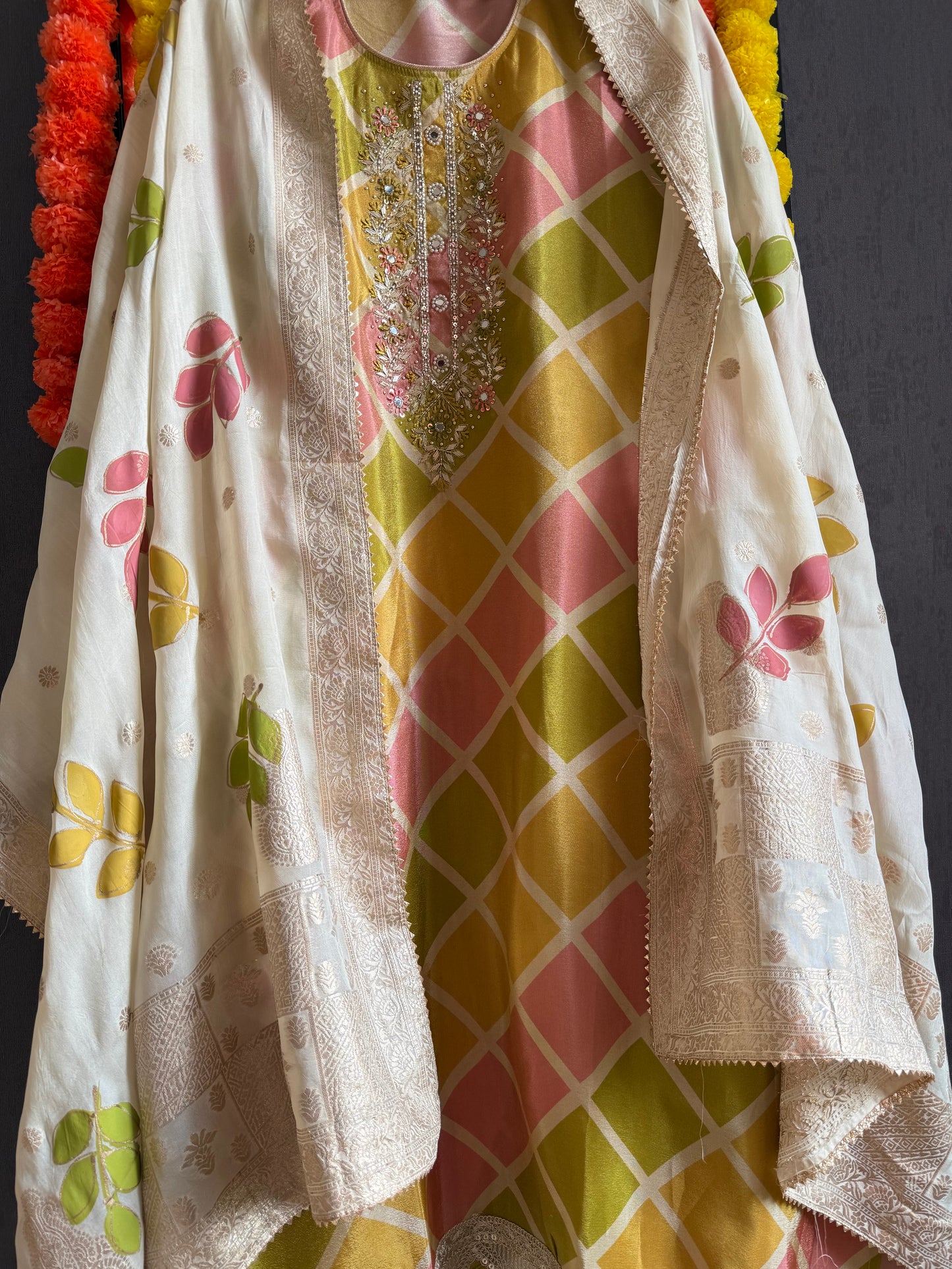 Handpainted Benarsi handwork suit