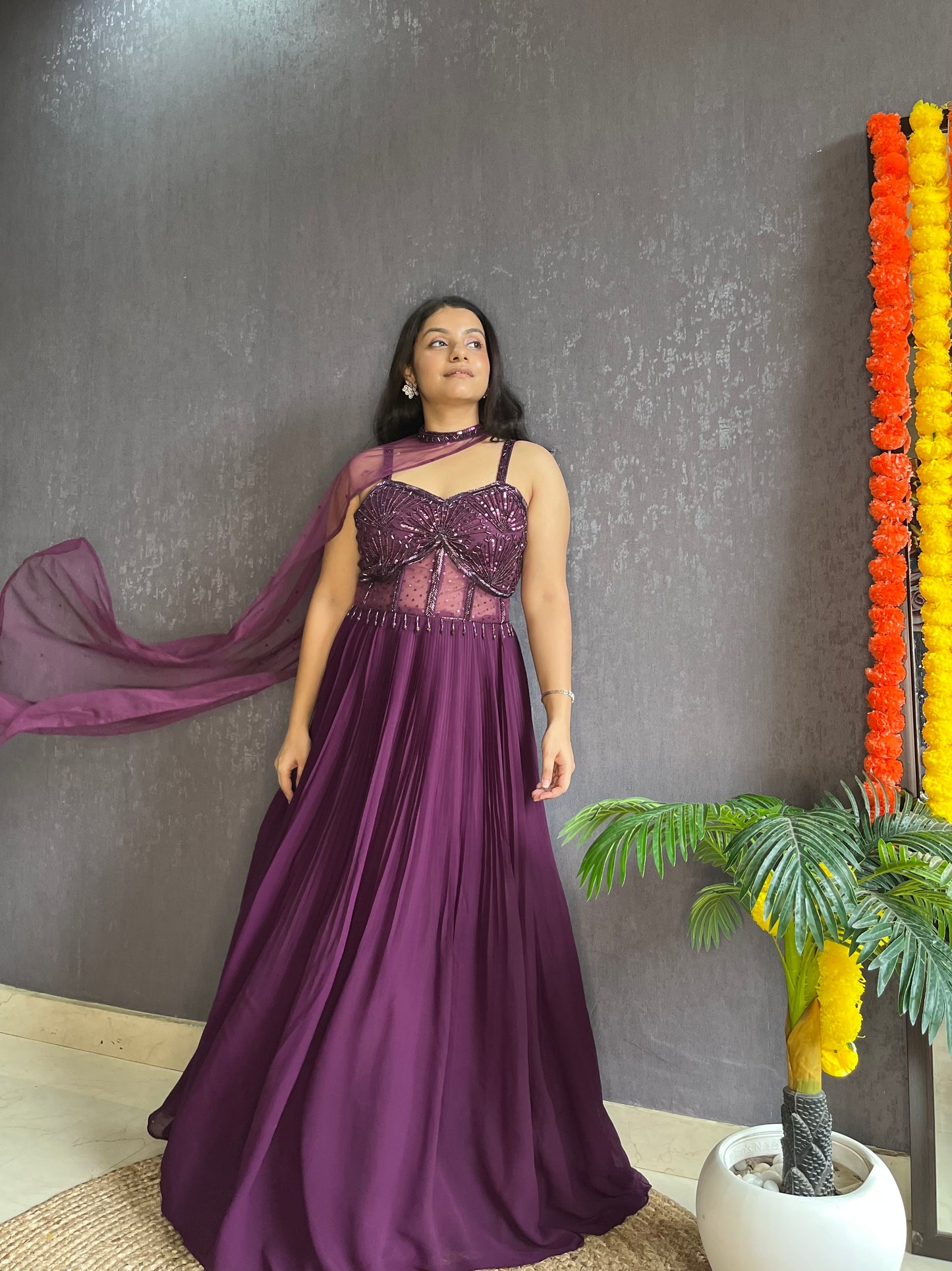 Anarkali Cape gown