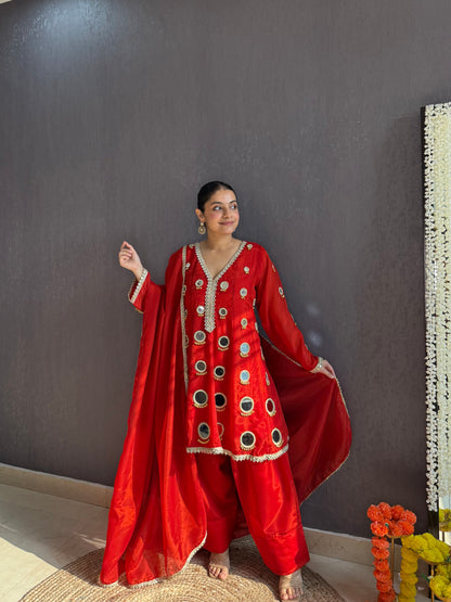 Luxurious mirrorwork farshi salwar set