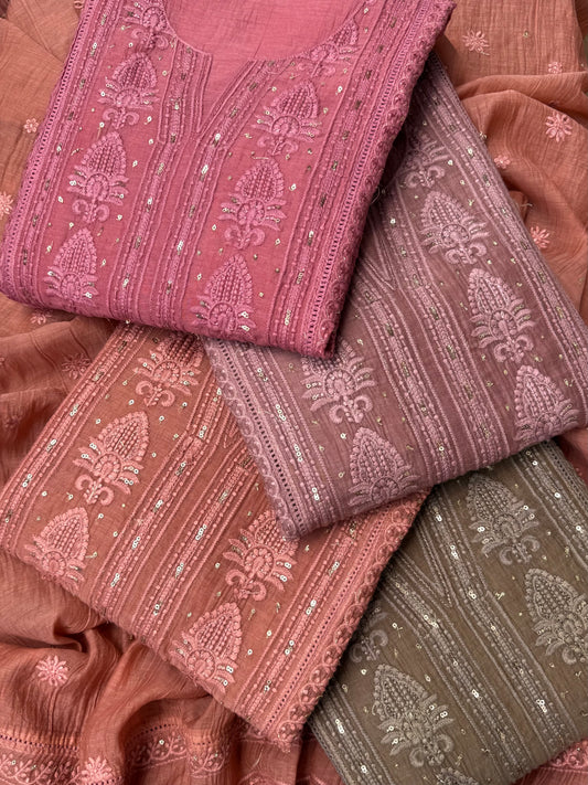 Luxurious Mul chanderi lucknowi handwork suit