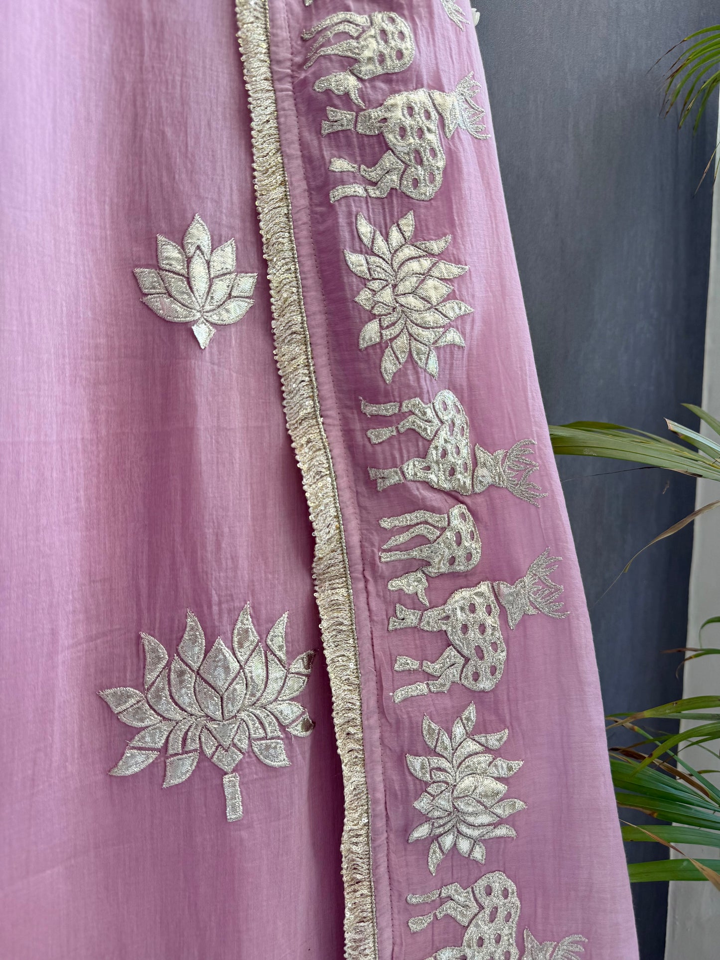 Luxurious Mul chanderi gota appliqué work suit