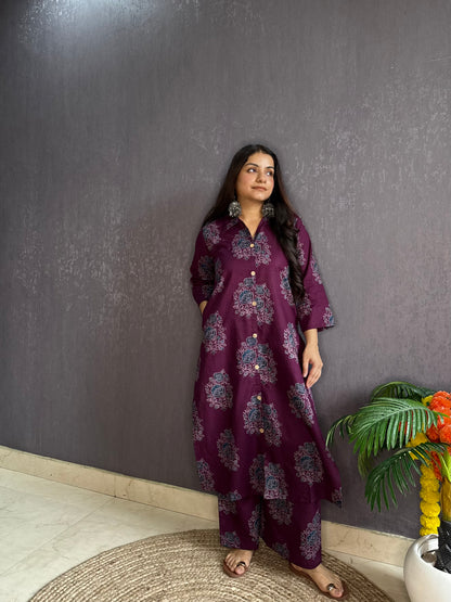 Pure cotton Ajrakh Coord set