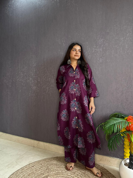 Pure cotton Ajrakh Coord set