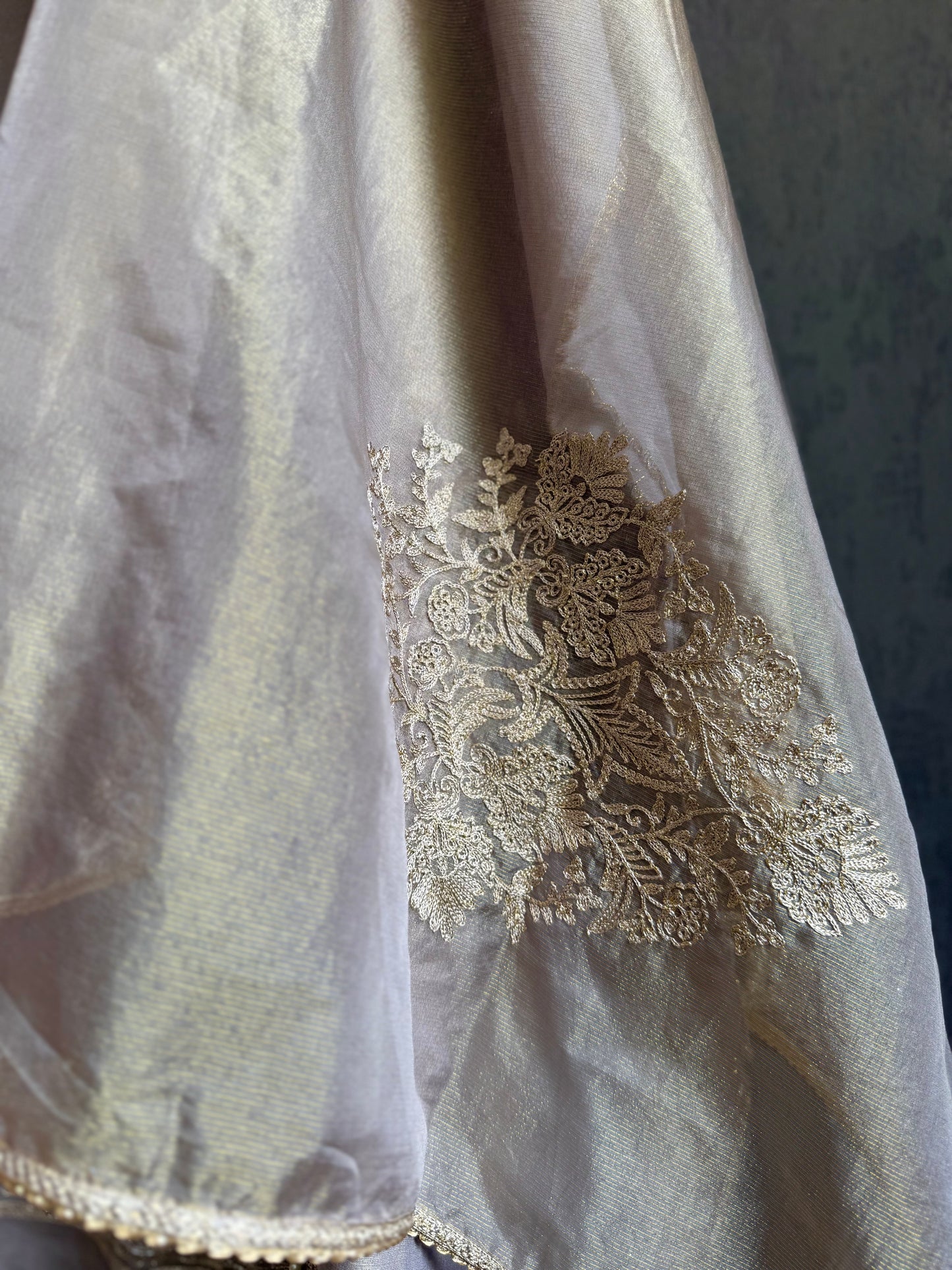 Premium tissue silk hand embroidered suit