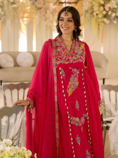 Mal cotton silk embroidered handwork Anarkali
