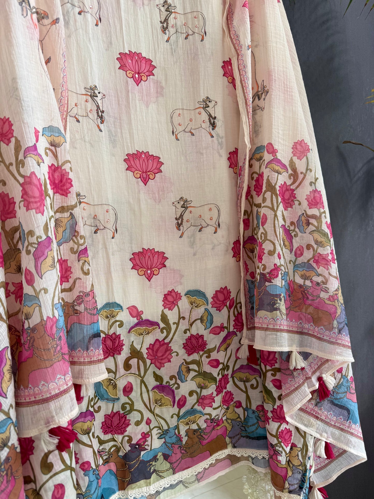 Mulmul cotton pichwai suit