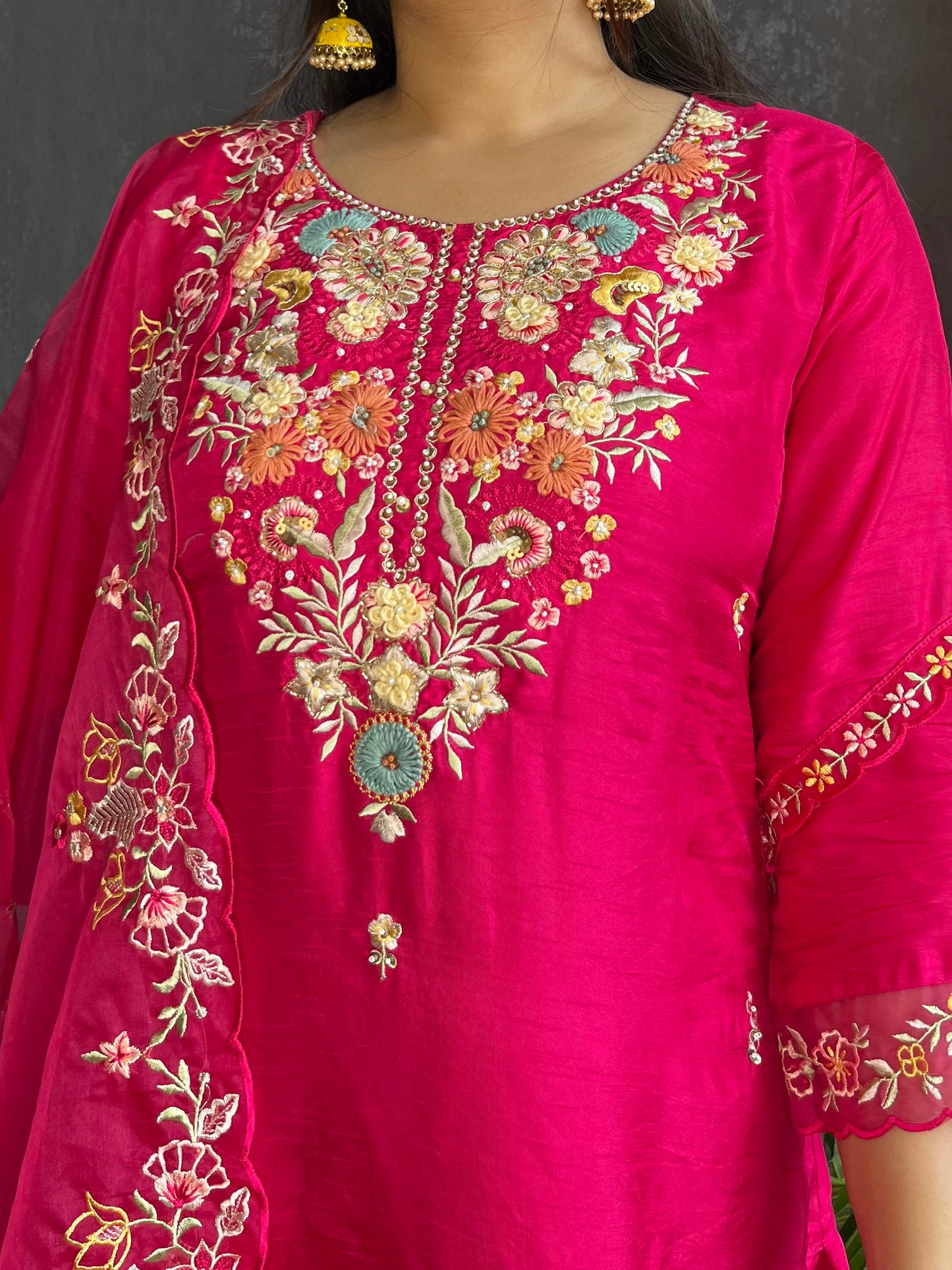 French knot silk Handwork suit set