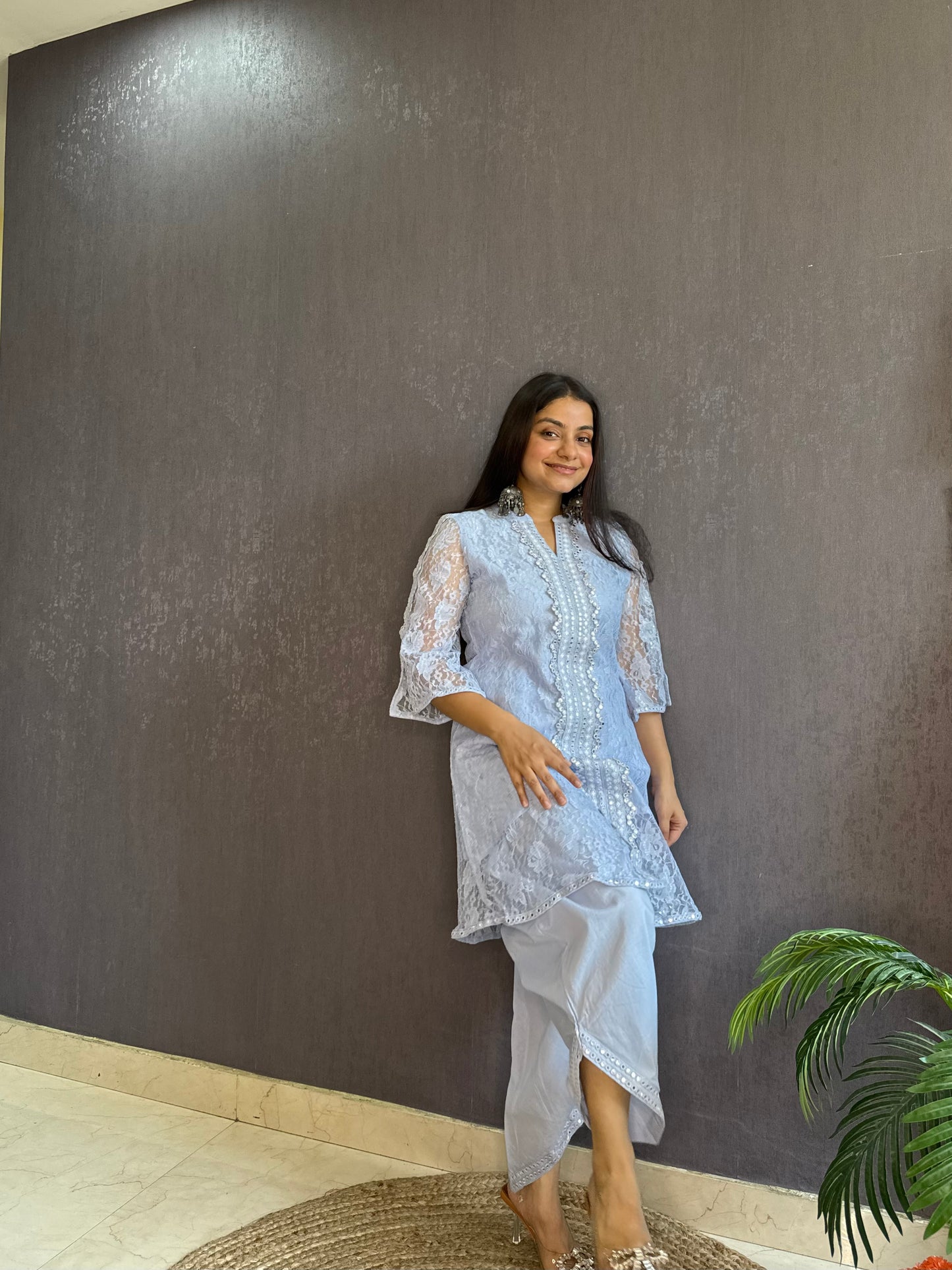 Pure cotton lace work coord