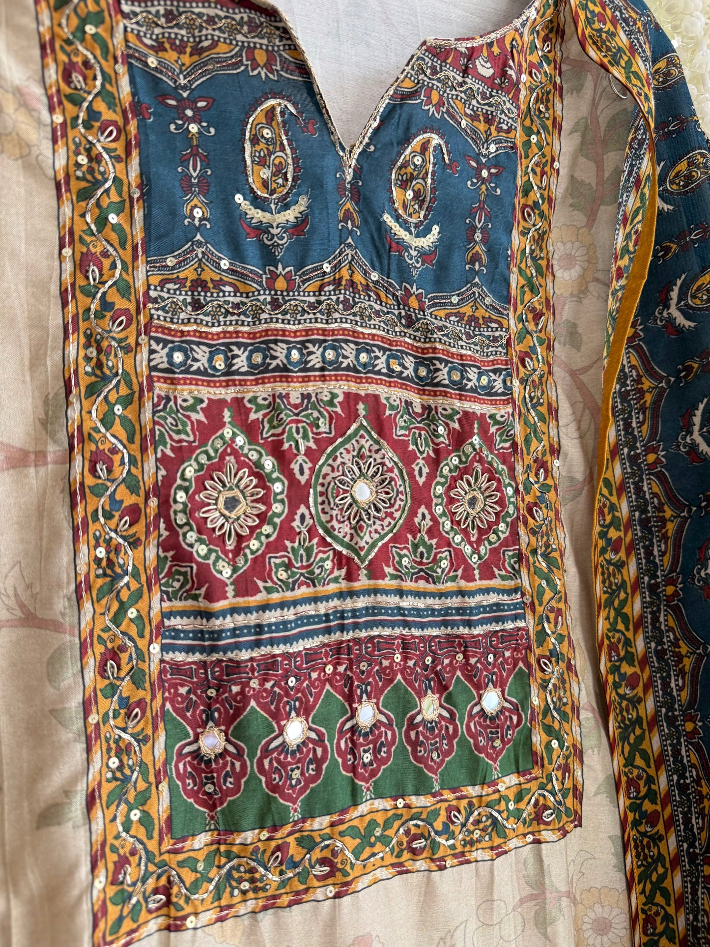Muslin blockprint Ajrakh handwork suits