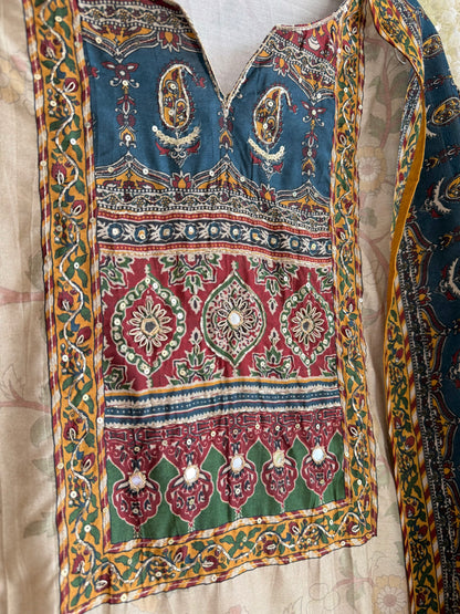 Muslin blockprint Ajrakh handwork suits