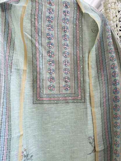Linen handwork birds suit