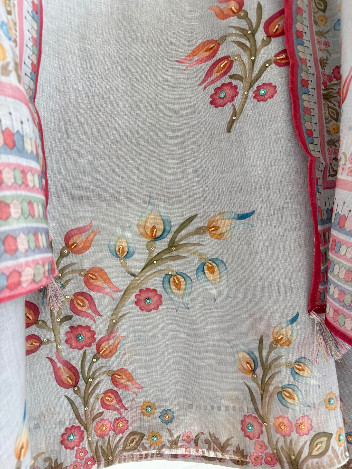 Linen handwork floral suit