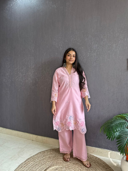 Premium cotton cutwork Coord set