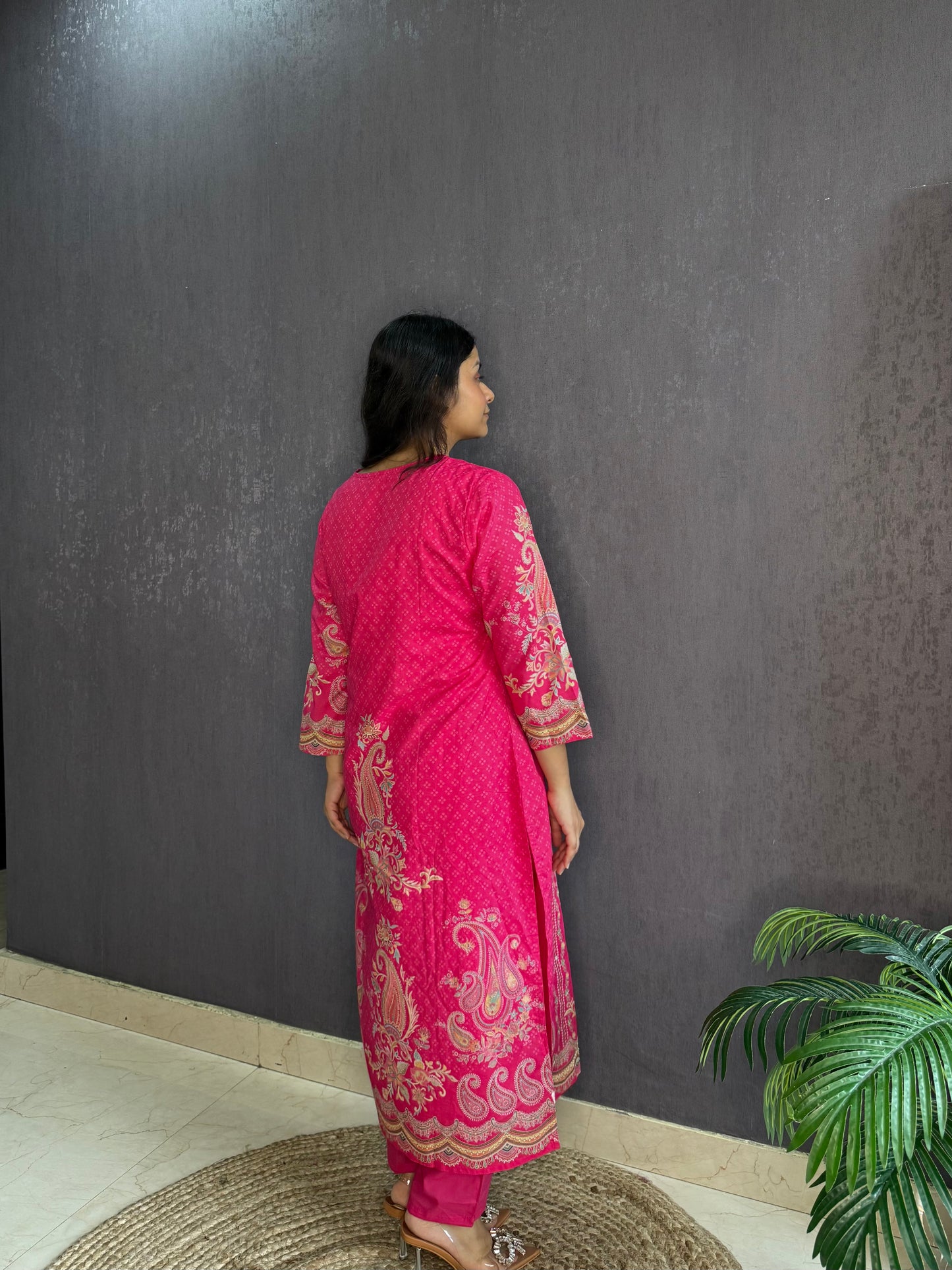 Pure cotton printed handwork kurta set