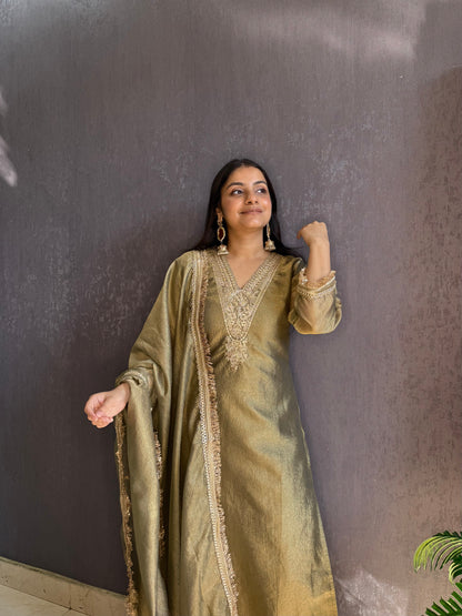 Tissue silk Handwork suit set