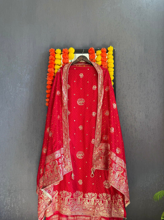 Banarsi bandhani silk suit