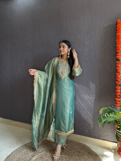 Tissue silk Handwork suit set