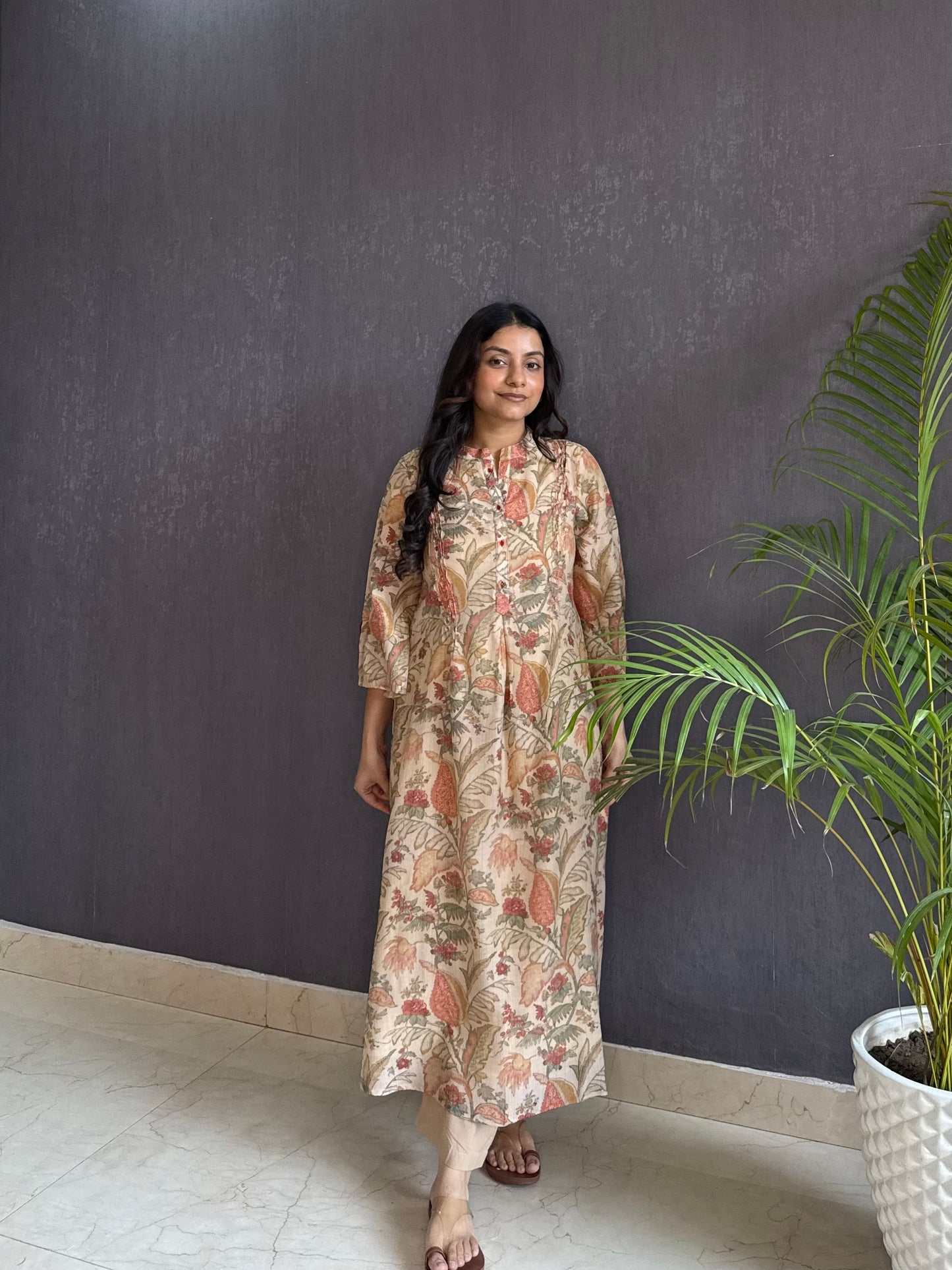 Linen handwork kurta set