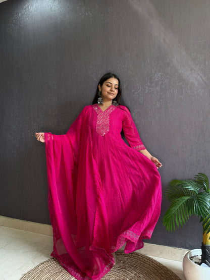 Pure cotton lace work Anarkali