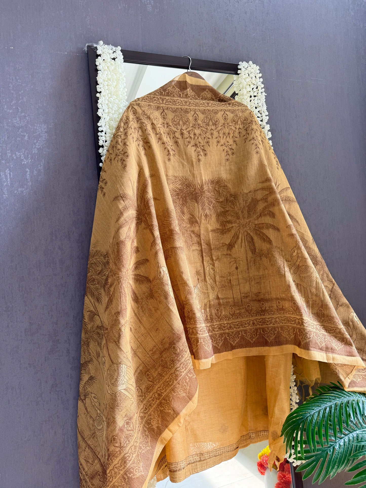 Linen flamingos Jamdani suit