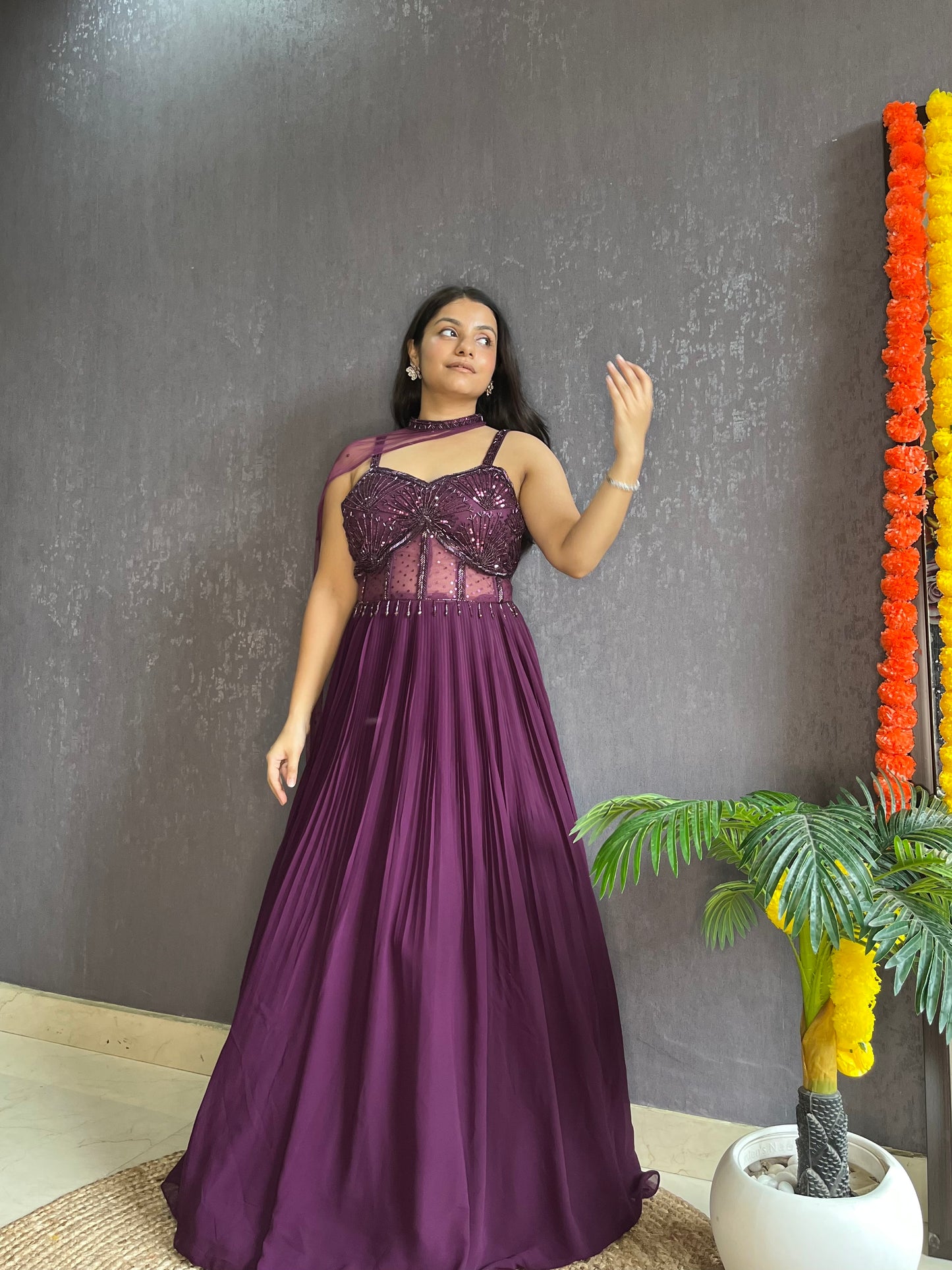 Anarkali Cape gown