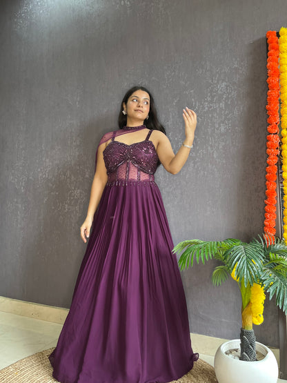 Anarkali Cape gown