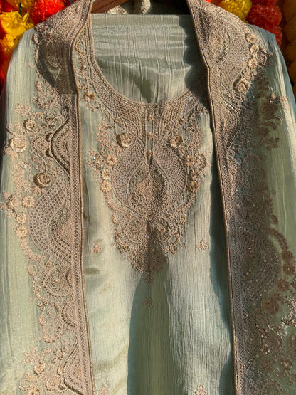 Luxurious soft Crush Tissue silk suit