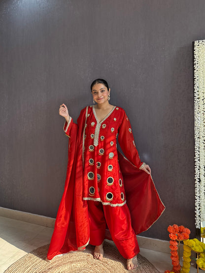 Luxurious mirrorwork farshi salwar set