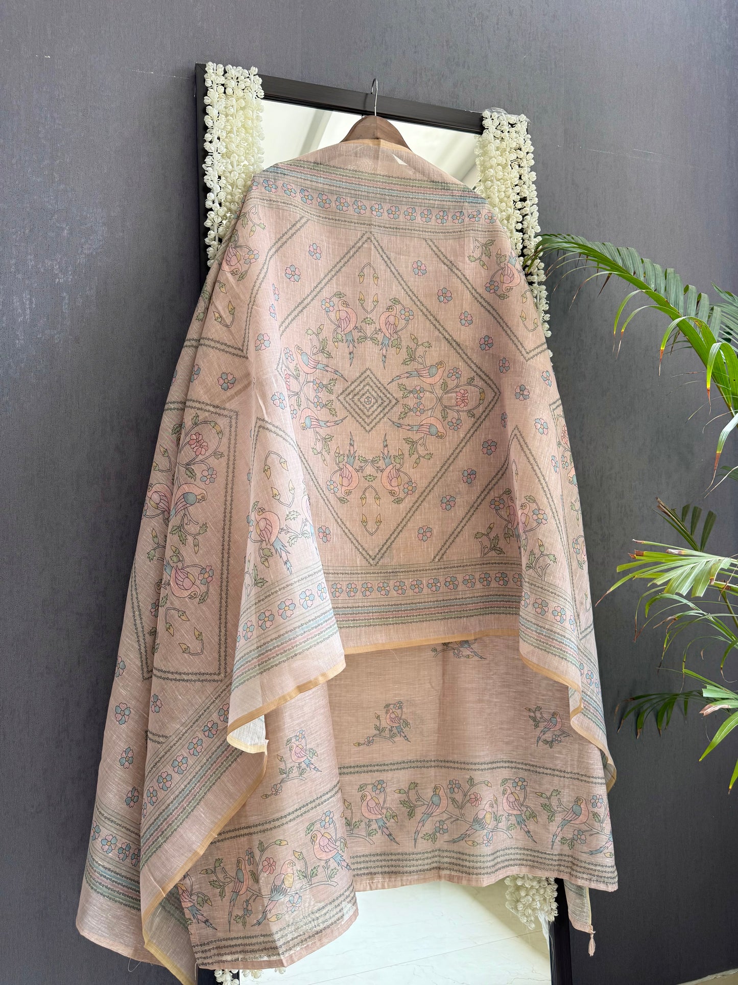 Linen handwork birds suit