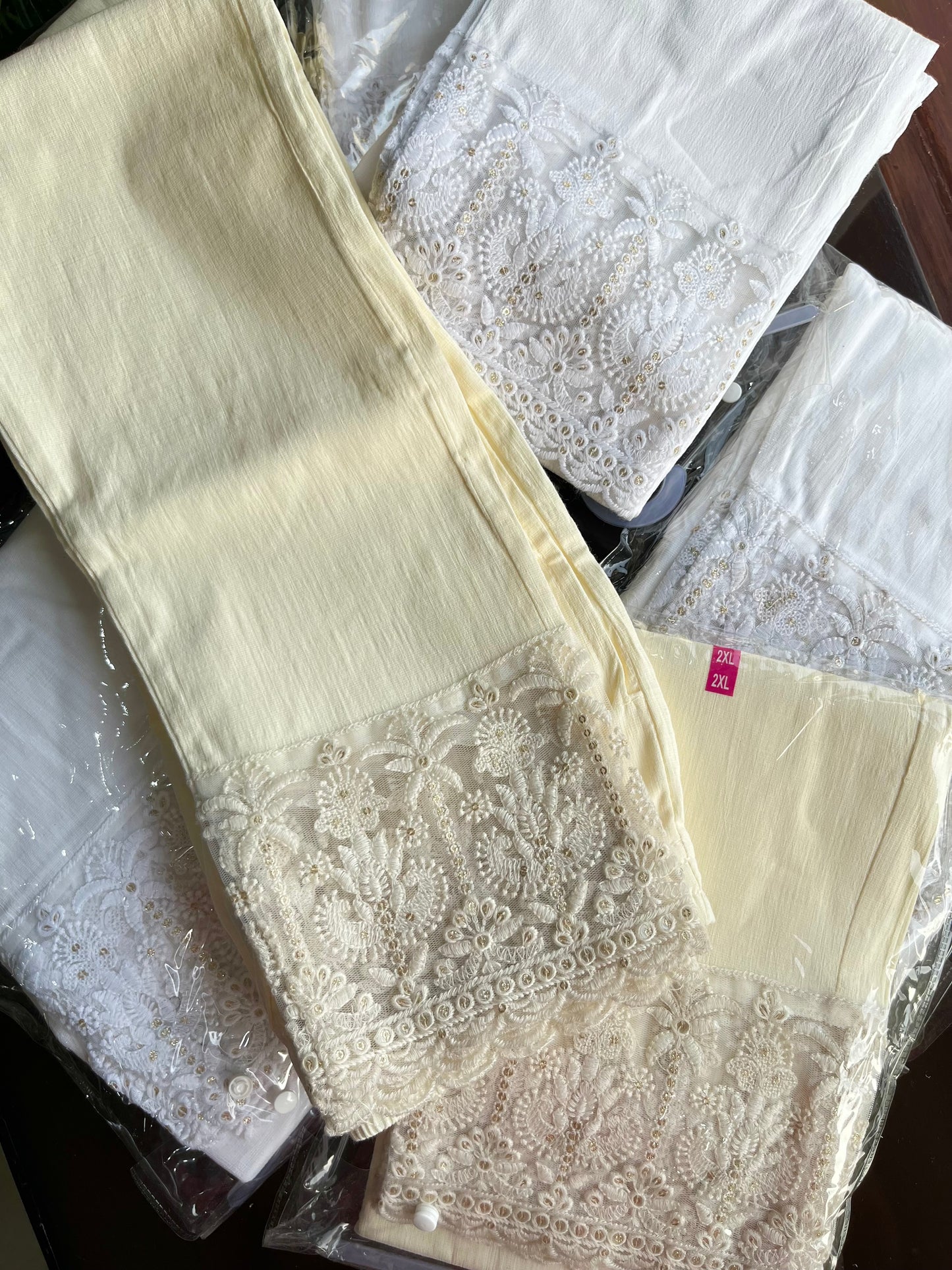 Lucknowi embroidered Cotton lycra pants