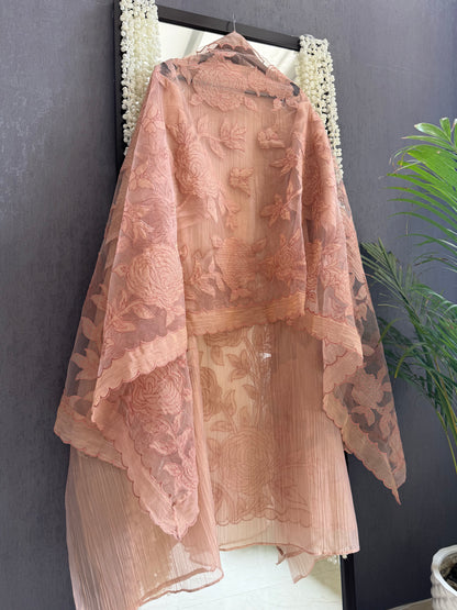 Crush tissue monochromatic appliqué suit