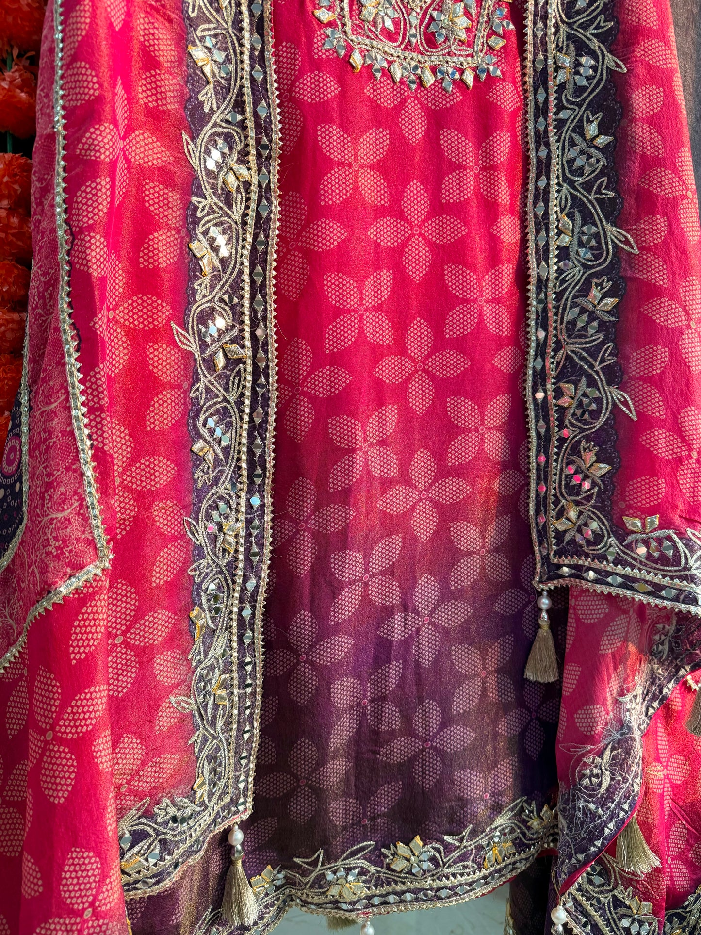 Luxurious Bhandej ombré gotapatti suits