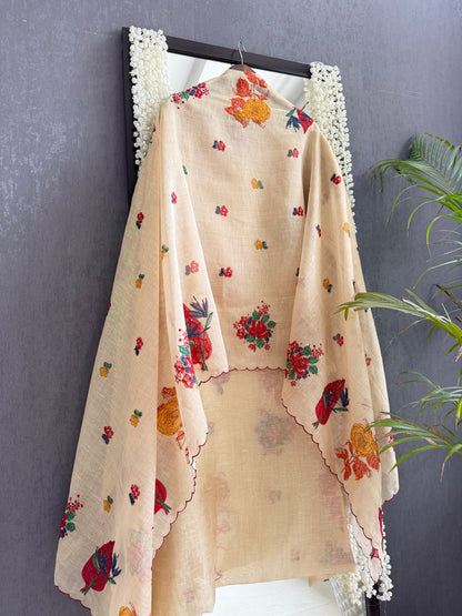 Linen floral frenchknot suit