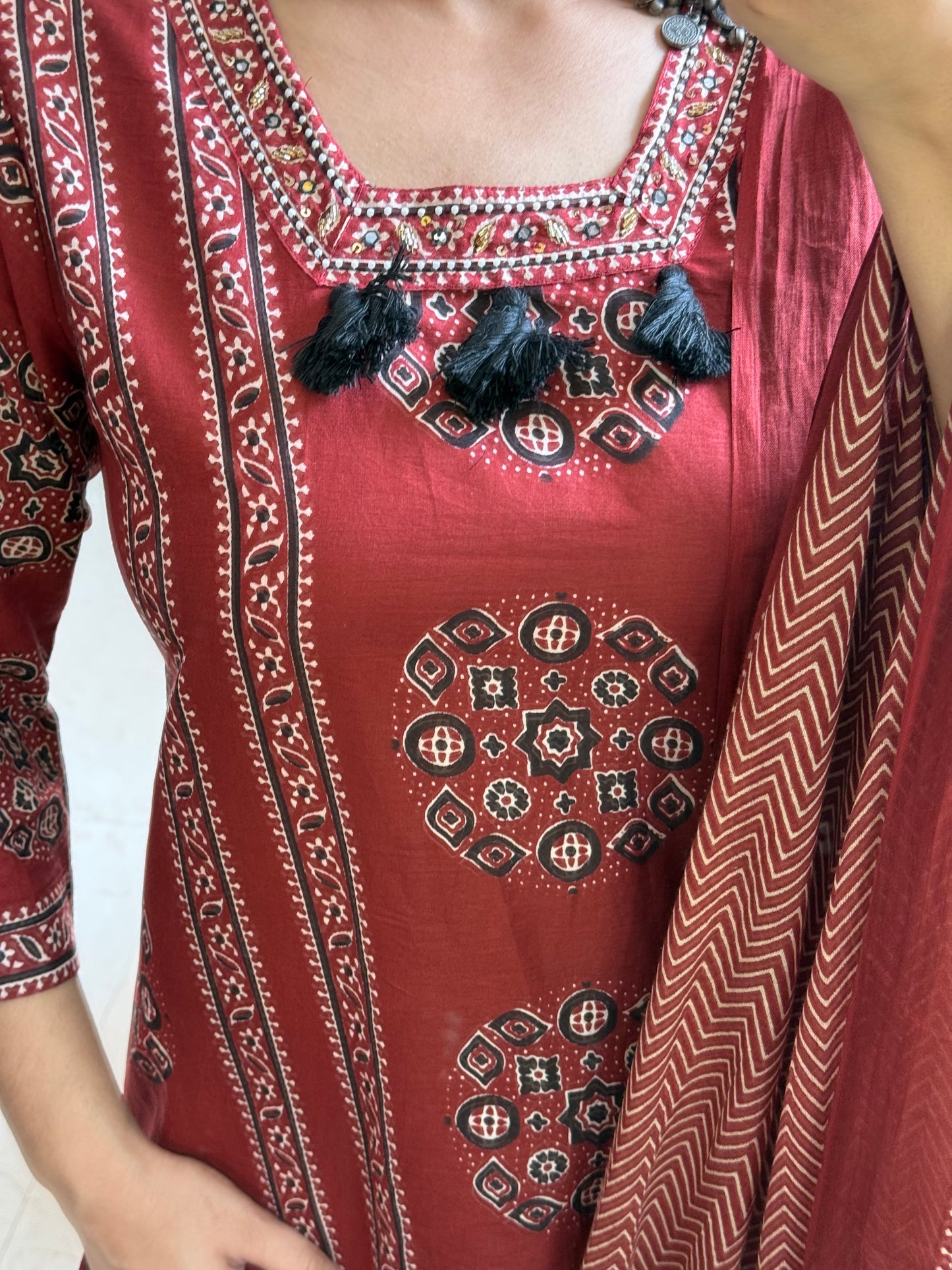 Pure cotton ajrakh print suit set
