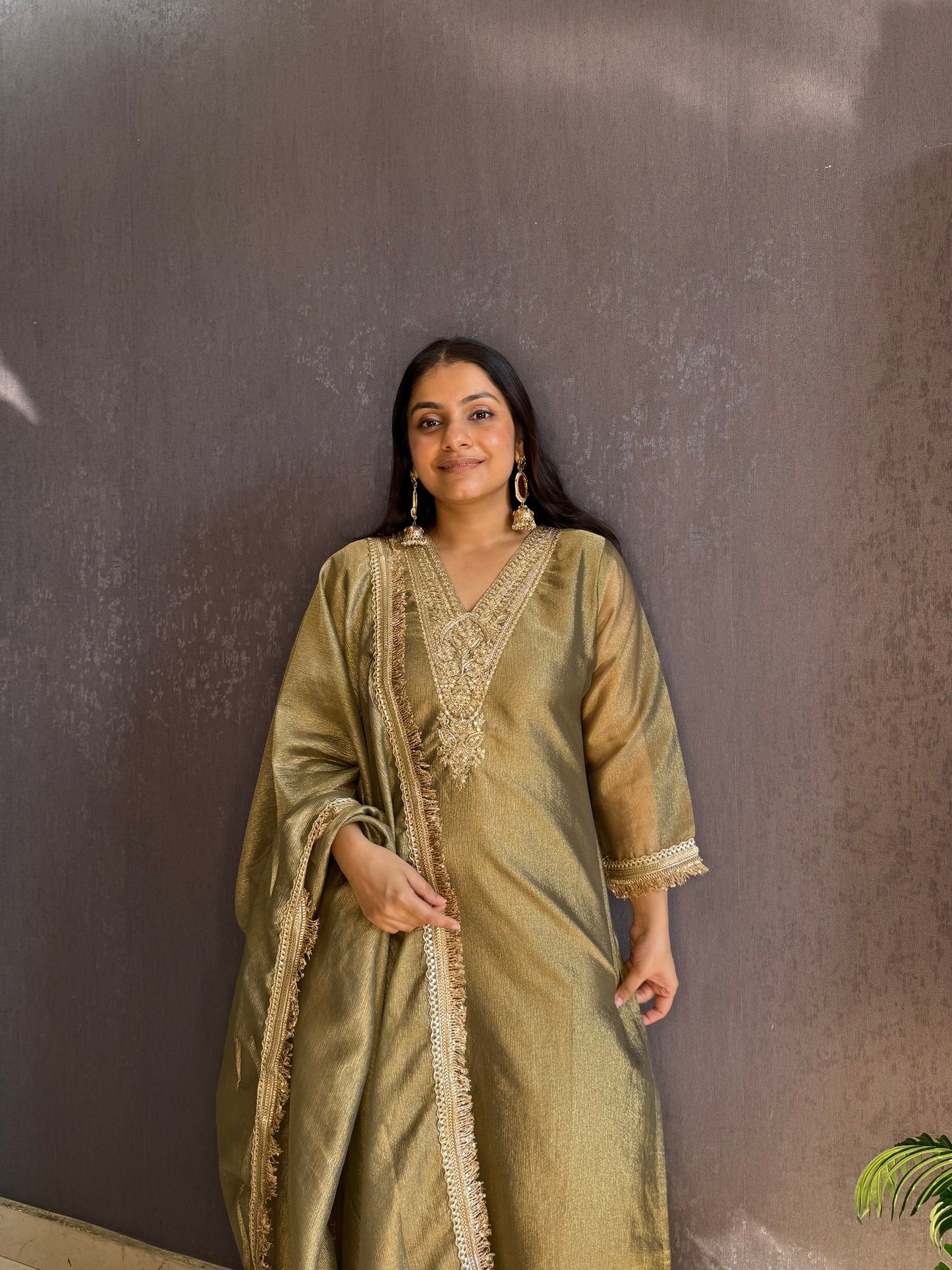 Tissue silk Handwork suit set
