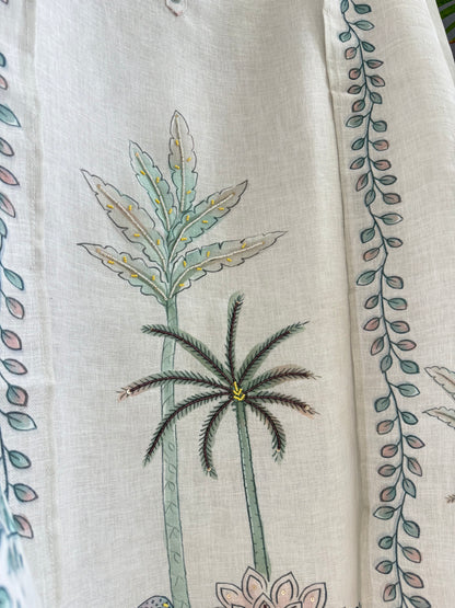 Pure linen florals handwork suit