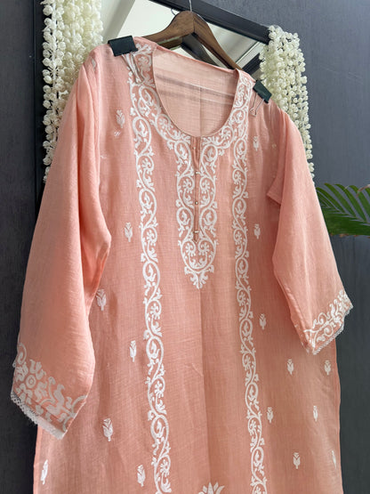 Luxurious Mul chanderi appliqué work suit