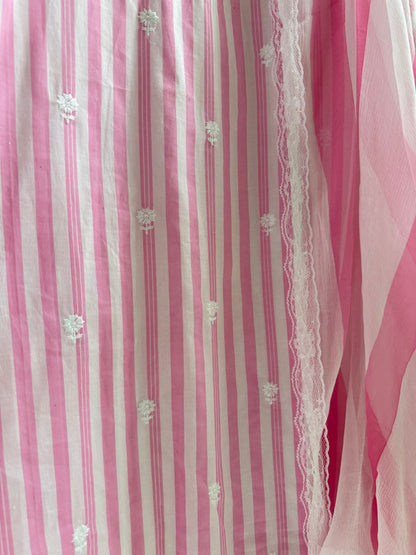 Striped cotton Lucknowi suit