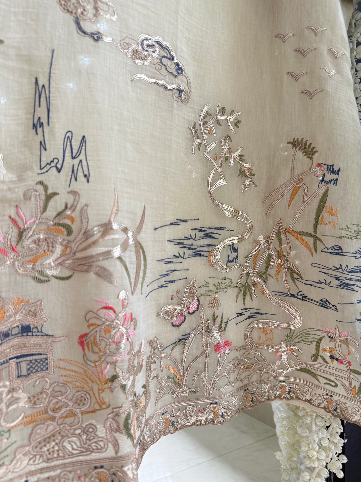 Luxurious Mul chanderi gota appliqué work suit