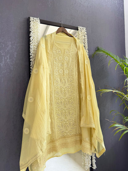 Luxurious Mul chanderi lucknowi handwork suit