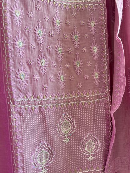 Luxurious Mul chanderi lucknowi handwork suit