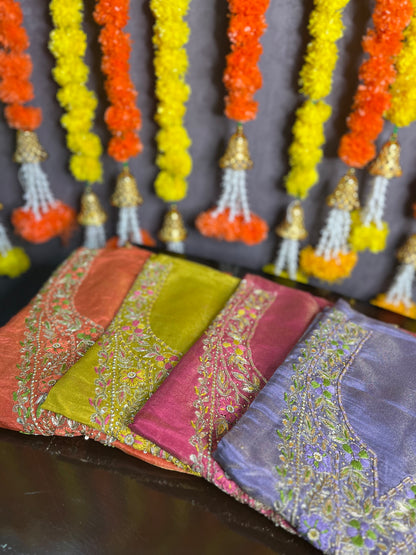 Tissue silk benarsi handwork suit