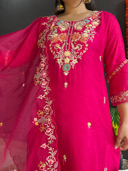 French knot silk Handwork suit set