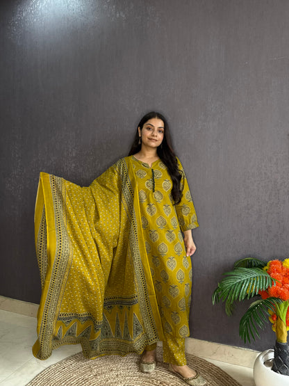 Pure cotton anaar ajrakh print suit set