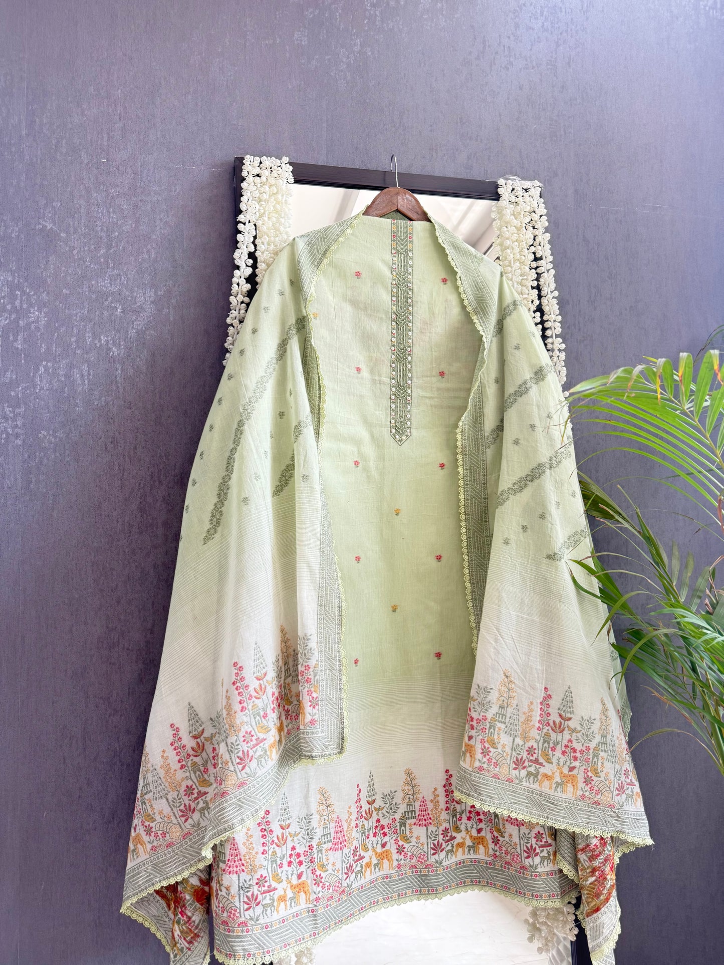 Cotton jamdani deers pinteresty suit