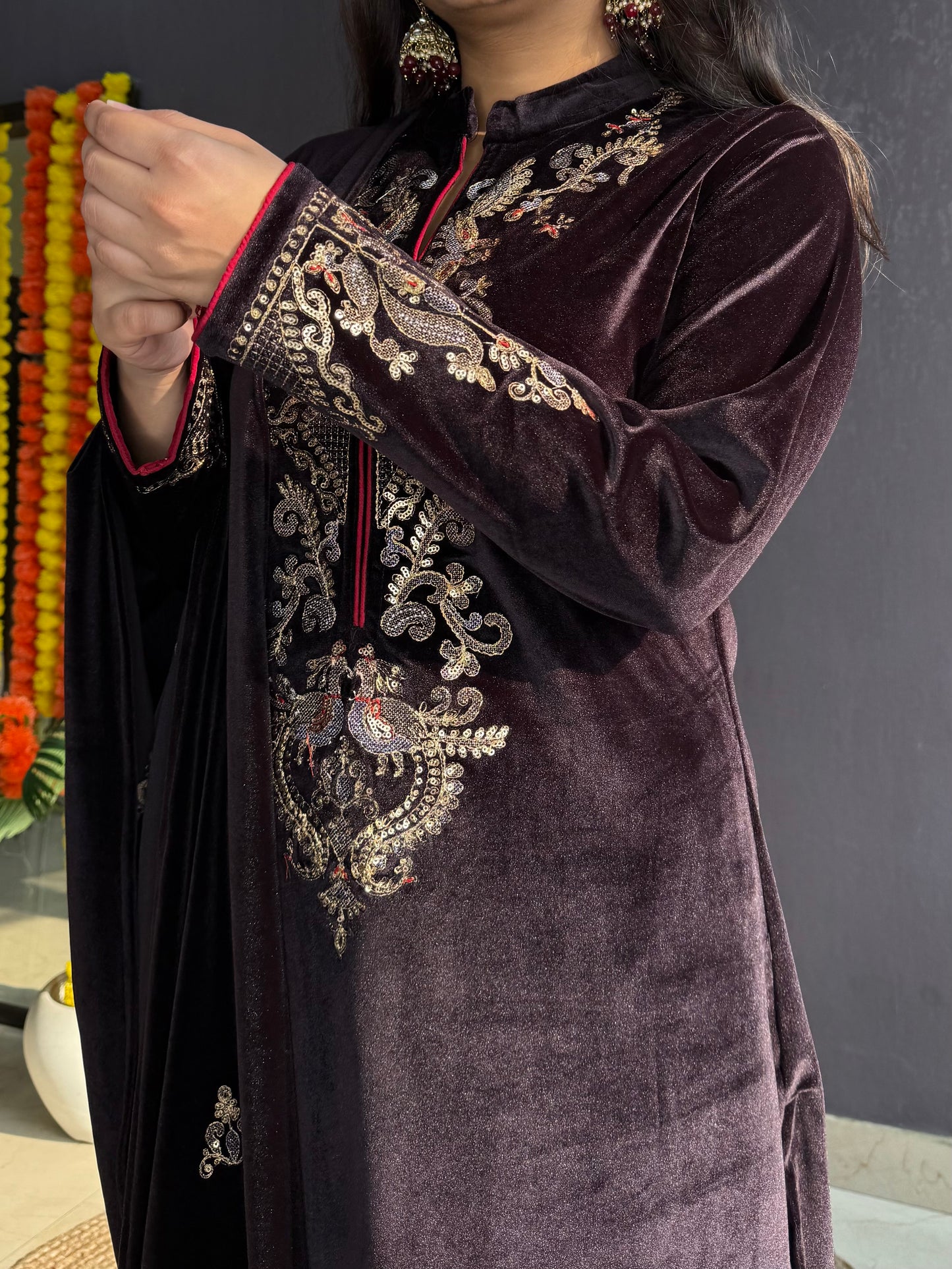 Velvet Handwork Shawl set