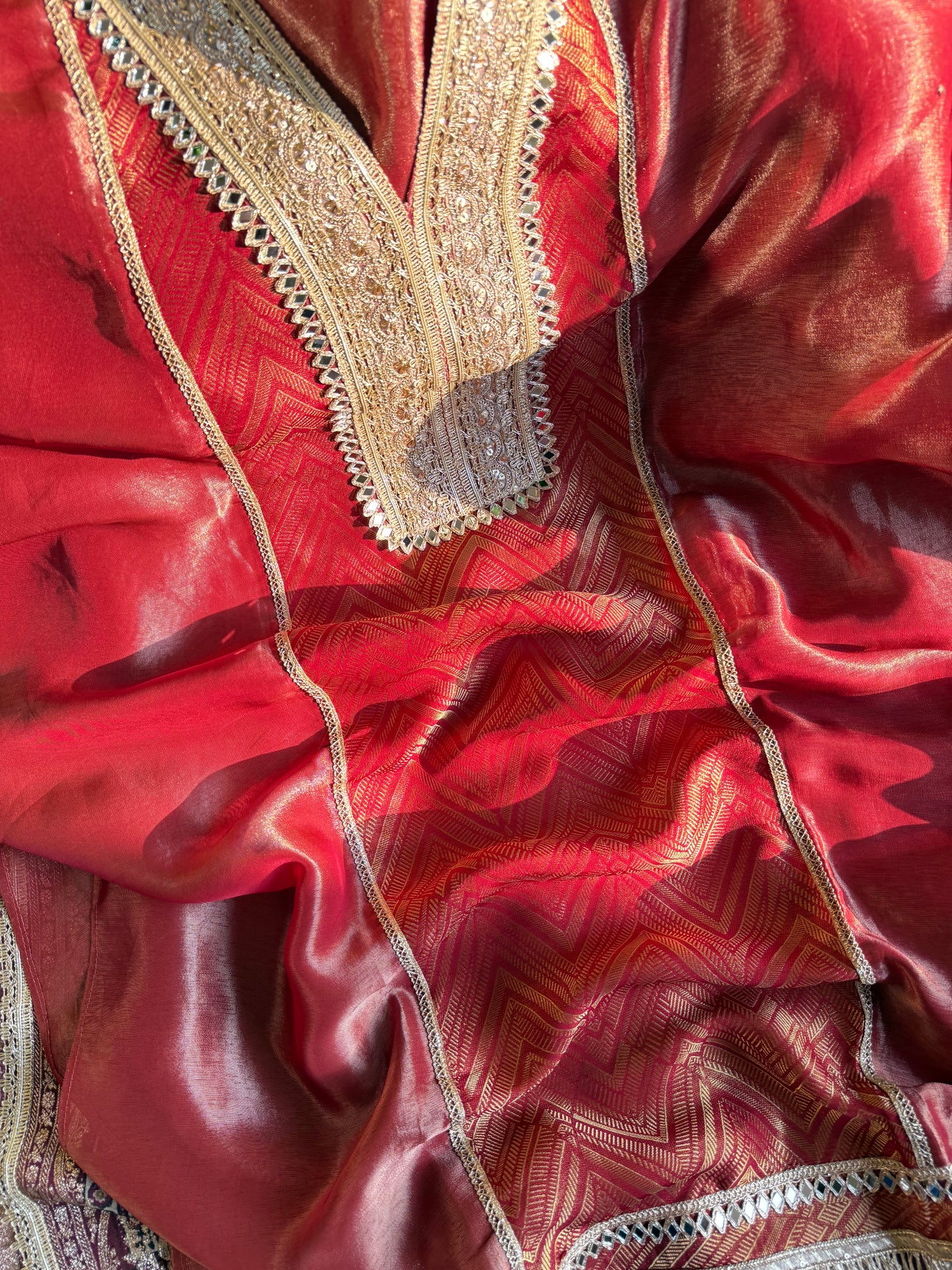 Luxurious Tissue silk Aari work suit