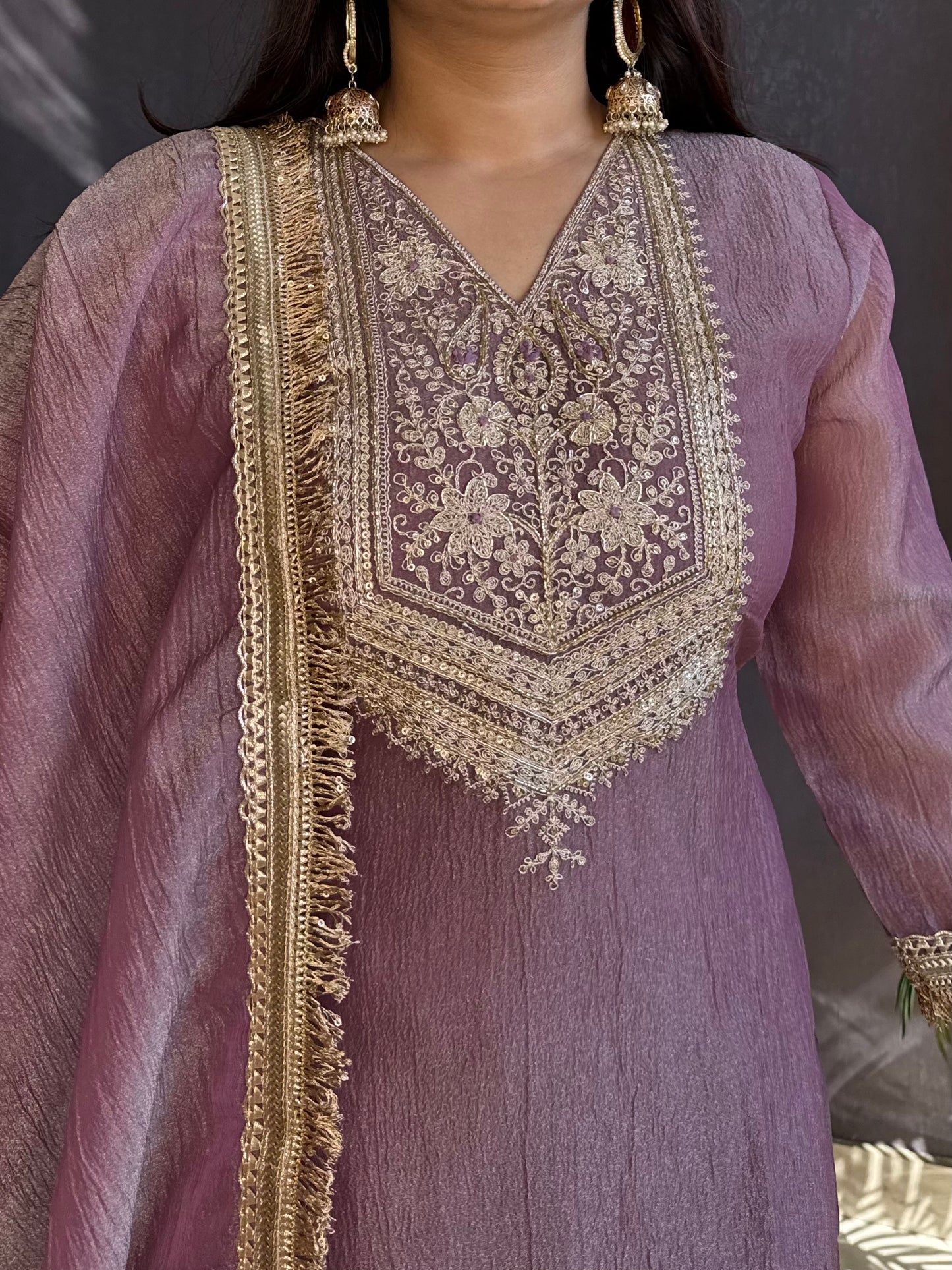 Tissue silk Handwork suit set