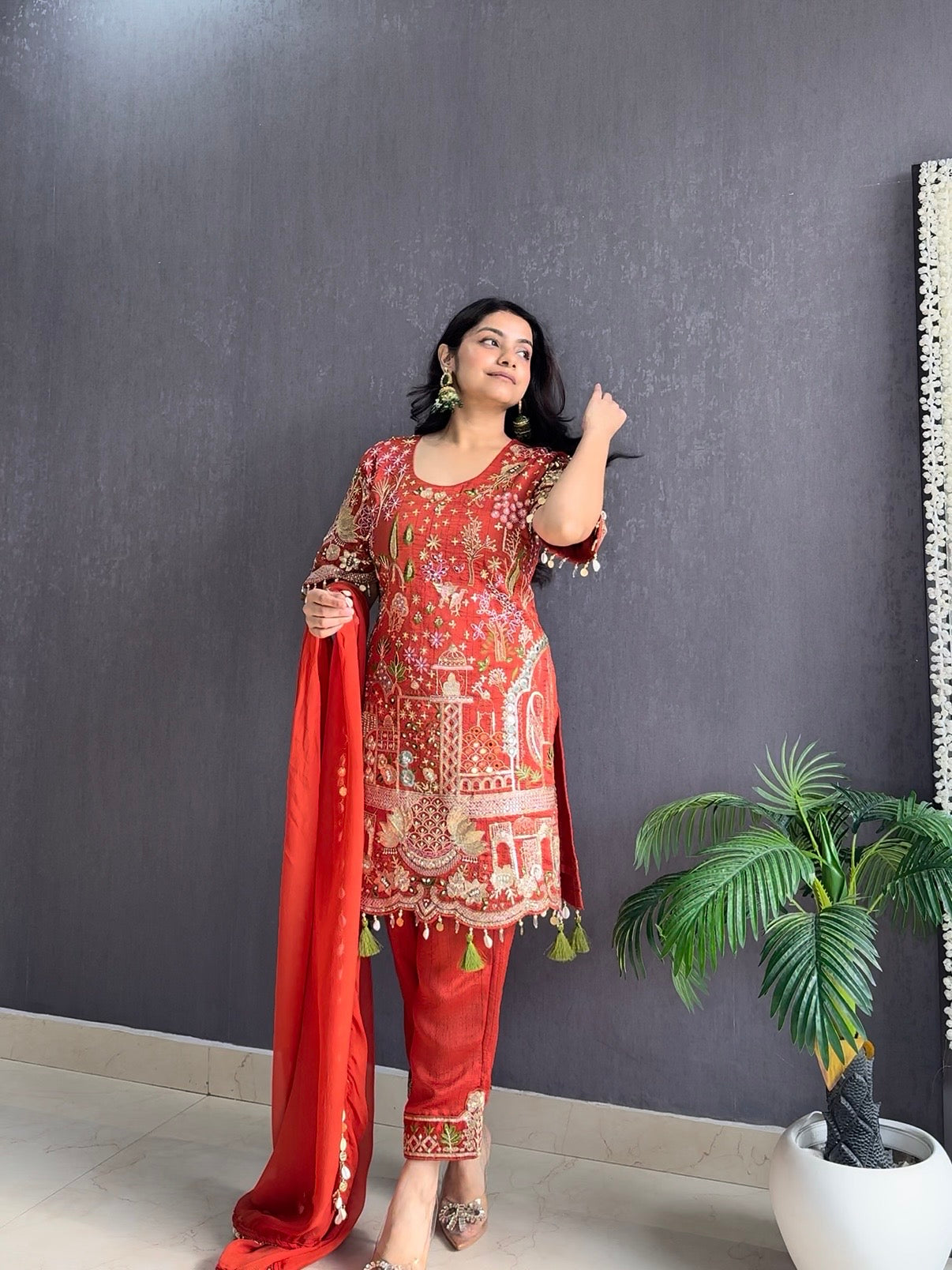 Luxurious raw silk Handwork set