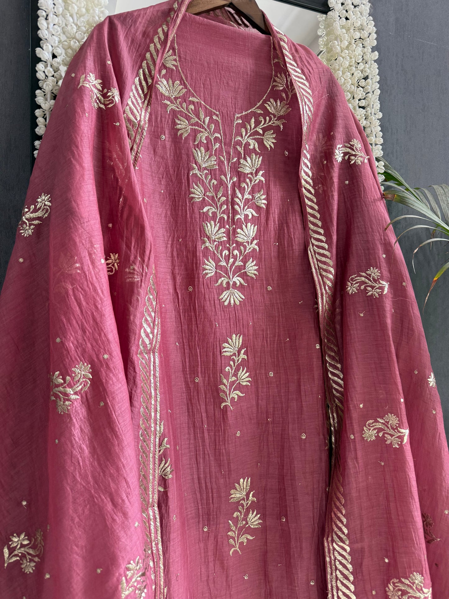 Luxurious Mul chanderi pitta work suit